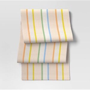 Target Room Essentials Striped Table Runner Cream Yellow Orange Blue Green 72in